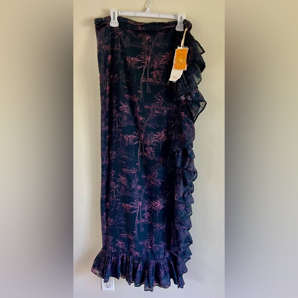 Coniglio Palm Beach- Black and Pink Ruffle Pareo - New with Tags